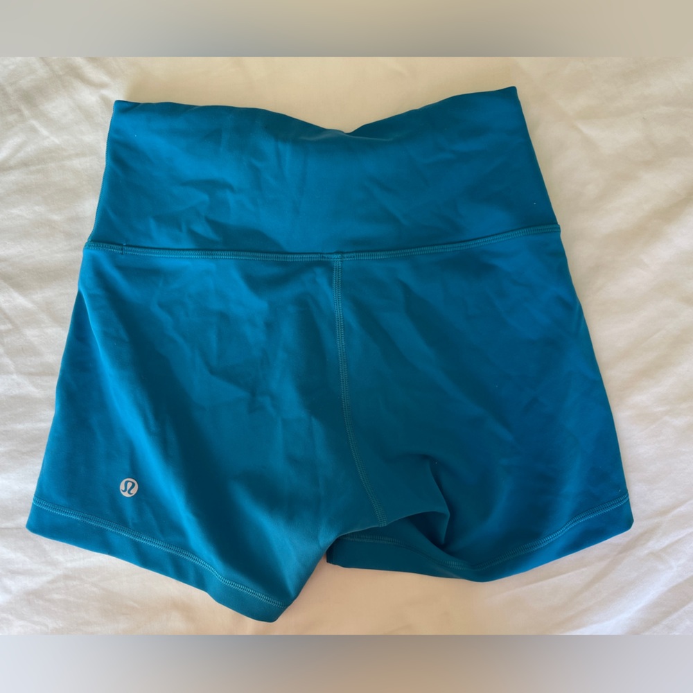 Lululemon Wunder Train Contour fit Teal 4” biker Shorts - Hawaiian blue